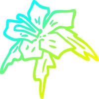 ligne de gradient froid dessinant une fleur exotique de dessin animé vecteur