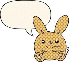 lapin de dessin animé et bulle de dialogue dans le style de la bande dessinée vecteur