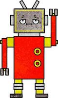 robot de dessin animé de texture grunge rétro vecteur