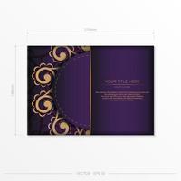 modèle de carte postale violet luxueux avec des ornements indiens vintage. éléments vectoriels élégants et classiques prêts pour l'impression et la typographie. vecteur