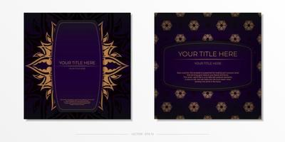 modèle de carte d'invitation carré violet de luxe avec ornement abstrait vintage. les éléments élégants et classiques sont parfaits pour la décoration. illustration vectorielle. vecteur