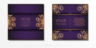 modèle de carte postale violet luxueux avec ornement de mandala indien vintage. éléments vectoriels élégants et classiques prêts pour l'impression et la typographie. vecteur