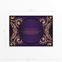 modèle de carte postale violet luxueux avec ornement de mandala abstrait vintage. les éléments vectoriels élégants et classiques sont parfaits pour la décoration. vecteur