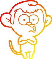 ligne de gradient chaud dessinant un singe hurlant de dessin animé vecteur