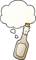 bouteille de bière de dessin animé et bulle de pensée dans un style de dégradé lisse vecteur