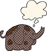 dessin animé éléphant et bulle de pensée dans le style de la bande dessinée vecteur