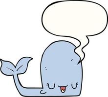 dessin animé heureux baleine et bulle de dialogue vecteur