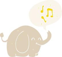 dessin animé trompette éléphant et bulle de dialogue dans un style rétro vecteur