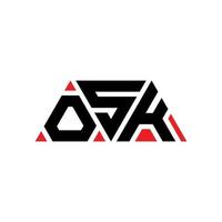 création de logo de lettre triangle osk avec forme de triangle. monogramme de conception de logo triangle osk. modèle de logo vectoriel triangle osk avec couleur rouge. logo triangulaire osk logo simple, élégant et luxueux. osk