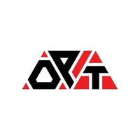 optez la conception de logo de lettre de triangle avec la forme de triangle. optez pour le monogramme de conception de logo triangle. modèle de logo vectoriel triangle opt avec la couleur rouge. optez pour un logo triangulaire logo simple, élégant et luxueux. opter