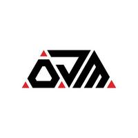 création de logo de lettre triangle ojm avec forme de triangle. monogramme de conception de logo triangle ojm. modèle de logo vectoriel triangle ojm avec couleur rouge. logo triangulaire ojm logo simple, élégant et luxueux. jom