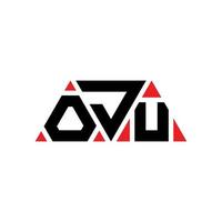 création de logo de lettre triangle oju avec forme de triangle. monogramme de conception de logo triangle oju. modèle de logo vectoriel triangle oju avec couleur rouge. logo triangulaire oju logo simple, élégant et luxueux. oju