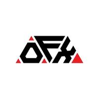 création de logo de lettre triangle ofx avec forme de triangle. monogramme de conception de logo triangle ofx. modèle de logo vectoriel triangle ofx avec couleur rouge. logo triangulaire ofx logo simple, élégant et luxueux. de x