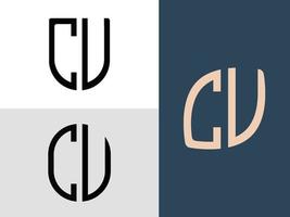 ensemble de conceptions de logo cu de lettres initiales créatives. vecteur