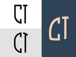 ensemble de conceptions de logo ct de lettres initiales créatives. vecteur