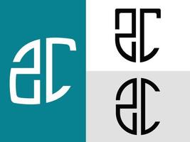 ensemble de conceptions de logo zc de lettres initiales créatives. vecteur