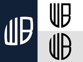ensemble de conceptions de logo wb de lettres initiales créatives. vecteur