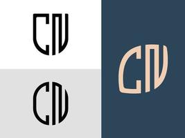 ensemble de conceptions de logo cn de lettres initiales créatives. vecteur