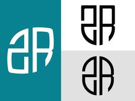 ensemble de conceptions de logo zr de lettres initiales créatives. vecteur