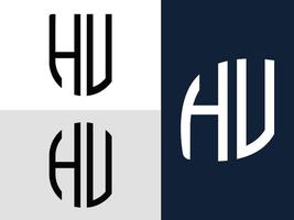 ensemble de conceptions de logo hv de lettres initiales créatives. vecteur
