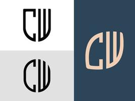 ensemble de conceptions de logo cw de lettres initiales créatives. vecteur