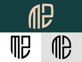 ensemble de conceptions de logo mz de lettres initiales créatives. vecteur