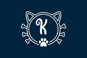 conceptions de logo de lettre k de monogramme de chat. vecteur