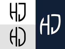 ensemble de conceptions de logo hj de lettres initiales créatives. vecteur