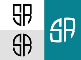 ensemble de conceptions de logo sr de lettres initiales créatives. vecteur