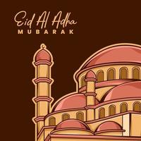conception de vecteur de mosquée eid al-adha avec style d'illustration vectorielle
