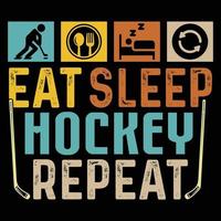 conception de t-shirt de vecteur de hockey, répétition de hockey de sommeil, conception de paquet, élément de vecteur, illustration