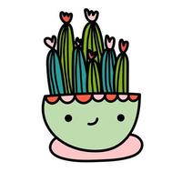 cactus mignon dans un pot, illustration de griffonnage vecteur