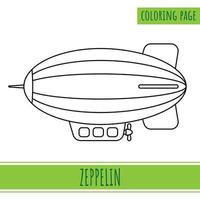 coloriage de zeppelin. adapté aux activités des enfants vecteur
