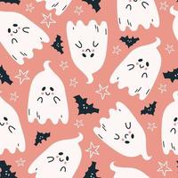 modèle sans couture de vecteur mignon joyeux halloween avec fantôme de dessin animé. texture enfantine créative dans un style scandinave. idéal pour le tissu, illustration vectorielle textile.