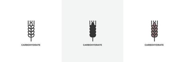 icône de glucides. ligne, version colorée de contour solide et rempli, contour et signe vectoriel rempli. symbole d'idée, illustration de logo. graphiques vectoriels