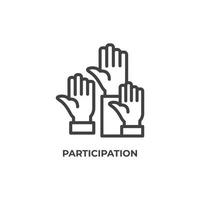 Le signe vectoriel du symbole de participation est isolé sur fond blanc. couleur de l'icône modifiable.