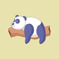 panda relaxant sur l'illustration d'icône de dessin animé d'arbre vecteur