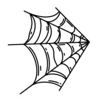 icône de vecteur de toile d'araignée. toile d'araignée effrayante, effrayante et collante. contour noir isolé sur blanc. esquisse ténue. web d'angle d'art en ligne pour décor d'halloween, cartes de vacances, invitations, affiches, textiles, logo