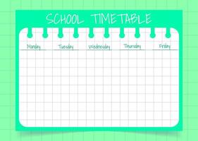 modèle de calendrier scolaire pour les enfants. planning hebdomadaire. papier dans les cellules. modèle de conception de calendrier. vecteur