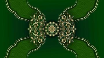 fond de mandala, vert et or vecteur