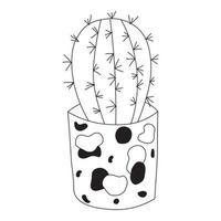 mignon doodle cactus dans un pot de fleur, illustration vectorielle de plante d'intérieur vecteur