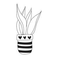 mignon doodle cactus dans un pot de fleur, illustration vectorielle de plante d'intérieur vecteur