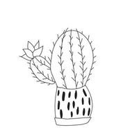 mignon doodle cactus dans un pot de fleur, illustration vectorielle de plante d'intérieur vecteur