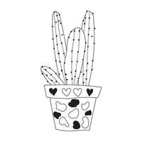 mignon doodle cactus dans un pot de fleur, illustration vectorielle de plante d'intérieur vecteur