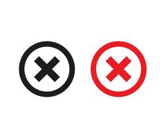 icône de marque x coche et icône de marque x pour les applications et les sites Web en noir et rouge vecteur