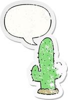 cactus de dessin animé et autocollant en détresse bulle vecteur