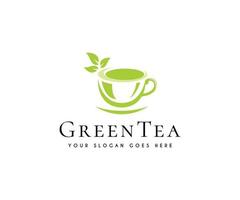 modèle de conception de logo de thé vert vecteur