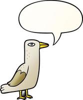 oiseau de dessin animé et bulle de dialogue dans un style de dégradé lisse vecteur