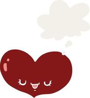 dessin animé amour coeur caractère et bulle de pensée dans un style rétro vecteur