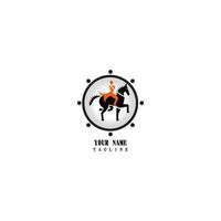 un logo élégant pour les courses de chevaux, les courses de chevaux et la ferme équestre. modèle de conception de logo vectoriel de course de chevaux. jockey ou icône sportive